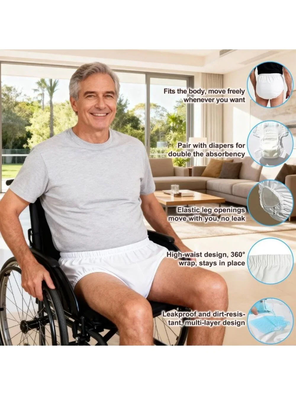 2 Pack Waterproof Reusable Adult Diaper Covers - Leak-Proof Soft Protective